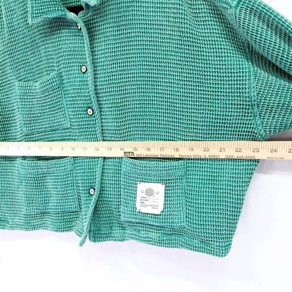 BDG Jersey Chore Waffle Jacket Size XS Oversized Cropped Boxy Button Front - Picture 10 of 13